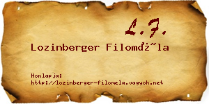 Lozinberger Filoméla névjegykártya